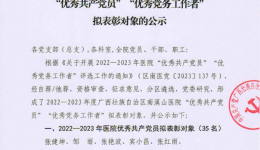 关于2022—2023年医院“优秀共产党员”“优秀党务工作者”拟表彰对象的公示